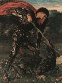 Sir Edward Coley Burne-Jones : St. George Kills the Dragon, detail